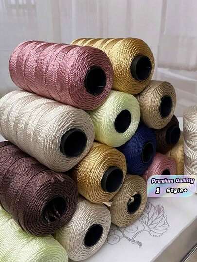 1 Roll Summer Crochet Flat Tape Yarn, 100% Polyester Shiny Knitting Cord, Handmade Weaving Material For DIY Sun Hats, Sandals, Bags, Ideal For Crochet Lovers, Perfect Summer Craft Supply