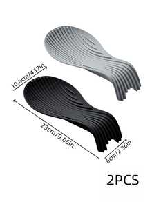 Haus Hana 1Pc/2Pcs Curved Spoon Rest Pad, Soft Thick Silicone Material, Striped Embossed Surface Texture, Heat-Resistant Anti-Slip Design With Liquid Drainage, Keeps Kitchen Counter Tidy, Placed Beside Stoves, For Home Cooks Daily Cooking And Food Prep Use - Multicolor - View 19