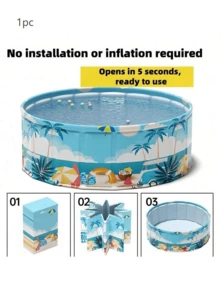 1pc No-Installation Folding Swimming Pool, Multiple Sizes Available, 5-Second Quick Setup, No Inflation Required, Round Pool, Large Drainage Hole, Easy To Clean, Suitable For Backyard, Garden, Lawn, Beach, Camping Outdoor Activities, Summer Backyard - C - View 10