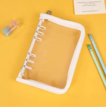 1 A6 Transparent Glitter Zipper Binder Pouch, Stationery Bag Suitable For Students - A6 - View 10