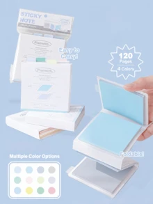 Haus Hana Accordion Foldable Multicolor Sticky Notes Pad, 4 Pastel Shades 120 Sheets Total 76*76mm Self-Adhesive Tearable Memo Notes, Portable Flip Design Study Annotation Markers For Exam Review, Class Notes, Office Reminders, Page Labeling - multicolor - View 5