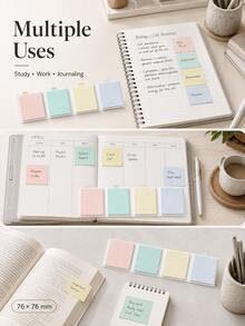 Haus Hana Accordion Foldable Multicolor Sticky Notes Pad, 4 Pastel Shades 120 Sheets Total 76*76mm Self-Adhesive Tearable Memo Notes, Portable Flip Design Study Annotation Markers For Exam Review, Class Notes, Office Reminders, Page Labeling - multicolor - View 10