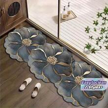 1pc Gold Floral Pattern Bath Mat, Bathroom Rug, Door Mat, Small Rug, Carpet, Floor Mat, Home Decor, Area Rug, Outdoor Mat, Bedroom Carpet, Washable Rug - multicolor - View 1