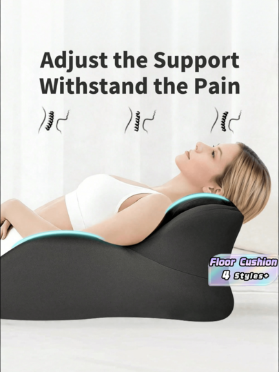 1PC New Grey Portable Multifunctional Memory Foam Cushion Seat Pad With Ergonomic Support Low Back Rest Comfortable Sitting Mat For Office Home Car Yoga Reading Daily Rest Travel Relaxation