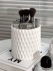 360° Rotating Makeup Brush Holder,Desktop Lipstick, Eyebrow Pencil, And Skincare Product Storage Box,Multi‑Functional Dressing Table Organizer, Desktop Pen Holder And Beauty Tool Storage Box, Suitable For Desks, Shelves, Gift For Mom,Friends,Teachers - White - View 6