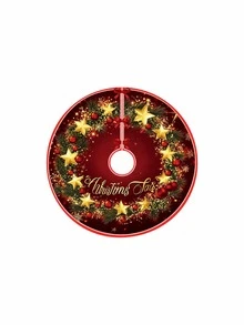 One Piece Retro Country Style Christmas Tree Dress, Snowman Pattern Holiday Decoration Apron, Christmas Tree Base Table Mat Christmas Atmosphere Arrangement Supplies - multicolor - View 8