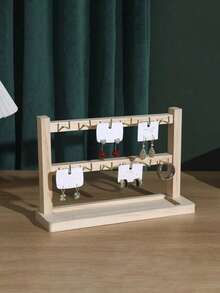 1pc Walnut Color Multi-Function Display Rack, Key Holder Rack, Wooden Jewelry Organizer, Small Accessory Hanger, Bracelet & Earring Display Stand, Essential For Back To School Season, Room Decor - Multicolor - View 6