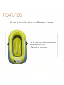 1-2 Person Inflatable Kayak, Inflatable Boat, Canoe, Inflatable Fishing Boat, Floating Raft, Inflatable Yacht, Swimming Pool & Lake Adult Toy, Yellow PVC Inflatable Bottom - Multicolor - View 2
