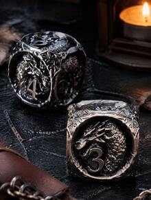 Metal Dragon Head D6 Dice, Elemental Dragon 6-Sided Dice, Tabletop RPG Board Game Accessory, Unique Collectible Game Dice Gift - Multicolor - View 4
