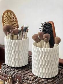 360° Rotating Makeup Brush Holder,Desktop Lipstick, Eyebrow Pencil, And Skincare Product Storage Box,Multi‑Functional Dressing Table Organizer, Desktop Pen Holder And Beauty Tool Storage Box, Suitable For Desks, Shelves, Gift For Mom,Friends,Teachers - White - View 5