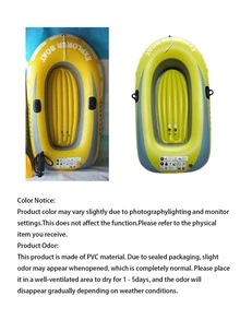 1-2 Person Inflatable Kayak, Inflatable Boat, Canoe, Inflatable Fishing Boat, Floating Raft, Inflatable Yacht, Swimming Pool & Lake Adult Toy, Yellow PVC Inflatable Bottom - Multicolor - View 4