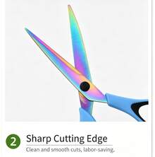 Household Tailor Scissors, Sewing Shears, Multi-Functional Handcraft Scissors, Office Scissors, Stainless Steel Titanium Plated Colorful Scissors, Hardened Sharp Blades, Ergonomic Design - Color-2 - View 7