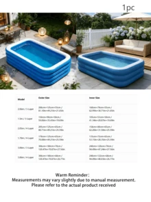 1PC Luxury Foldable Portable Multi-Layer Inflatable Swimming Pool, Suitable For Adults And Families - Durable Thickened PVC Material, Great For Water Entertainment In Garden, Backyard Or Rooftop - Inflatable swimming pool - View 13