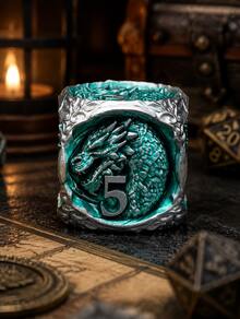 Metal Dragon Head D6 Dice, Elemental Dragon 6-Sided Dice, Tabletop RPG Board Game Accessory, Unique Collectible Game Dice Gift - Multicolor - View 7