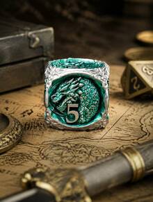 Metal Dragon Head D6 Dice, Elemental Dragon 6-Sided Dice, Tabletop RPG Board Game Accessory, Unique Collectible Game Dice Gift - Multicolor - View 5