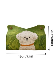 1PC Minimalist Teddy Puppy Tissue Cover Metal Snap Button Tabletop Tissue Holder Home Decor High Aesthetic Napkin Storage Box - Multicolor - View 5