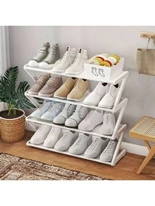 Kệ đựng giày 4 tầng hình chữ Z cỡ lớn, dễ lắp ráp không cần dụng cụ, kệ lưu trữ nhựa hồng xếp chồng, phù hợp cho nhà ở, ký túc xá và phòng khách, thiết kế sàn tiết kiệm không gian, kệ sắp xếp giày - Xem 11