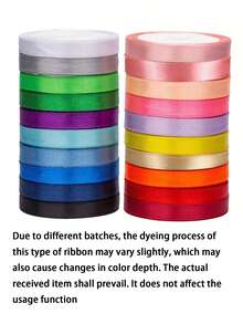 20/12Colors Satin Ribbon Fabric Ribbon Silk Ribbon Assorted Colors Rolls, Valentines Ribbons Perfect For Bouquet Gift Wrapping, Bow Making Crafts, Hair Bows, Wedding Party Decoration Valentine's Day - multicolor - View 3