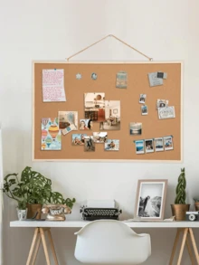 1 2 Pcs 15.75x11.8 Inch Wood Frame Bulletin Board With Push Pins Eye Bolts Rope Screws For Wall Mount Home Office School Pin Board Message Display - Brown - View 2