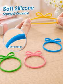 Zazumi Vibrant Bow‑Shaped Silicone Rubber Bands Feature Good Stretch For Repeated Use. Flexible To Seal Containers Or Bundle Small Items, Suitable For Household Daily Organization. - multicolor - View 9