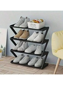 Kệ đựng giày 4 tầng hình chữ Z cỡ lớn, dễ lắp ráp không cần dụng cụ, kệ lưu trữ nhựa hồng xếp chồng, phù hợp cho nhà ở, ký túc xá và phòng khách, thiết kế sàn tiết kiệm không gian, kệ sắp xếp giày - Xem 14