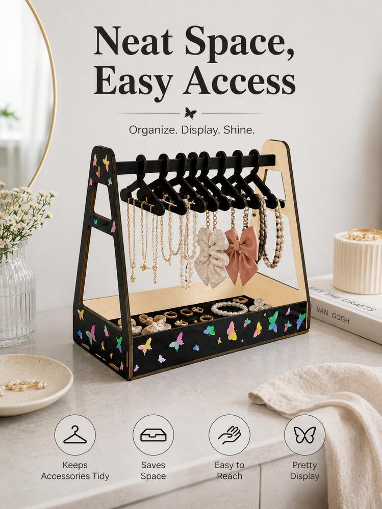 Joivida Wooden Jewelry Rack With Multiple Slots, Necklace And Earring Display Box, Jewelry Storage And Organizing Ornaments, Small Item Display Tower Center Table For Storing Handicrafts, Desktop Decoration Storage Rack, Essential Box For Shops And Homes - Multicolor - View 13