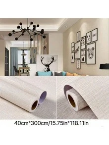 1 Roll Solid Beige Textured Self-Adhesive Wallpaper, Vinyl Material, Suitable For Bedroom, Living Room, Furniture, Cabinet Renovation, Removable And Easy To Clean, Home Decor Sticker, Available In 3m/7m/10m - Beige - View 4