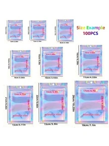 100 Pieces/Bag Multi-Specification Thick 16-Wire Color-Changing Colorful Laser Packaging Bag Reusable Sealed Bag Is Very Suitable For Snack Seed Jewelry Accessories Packaging. - multicolor - View 3