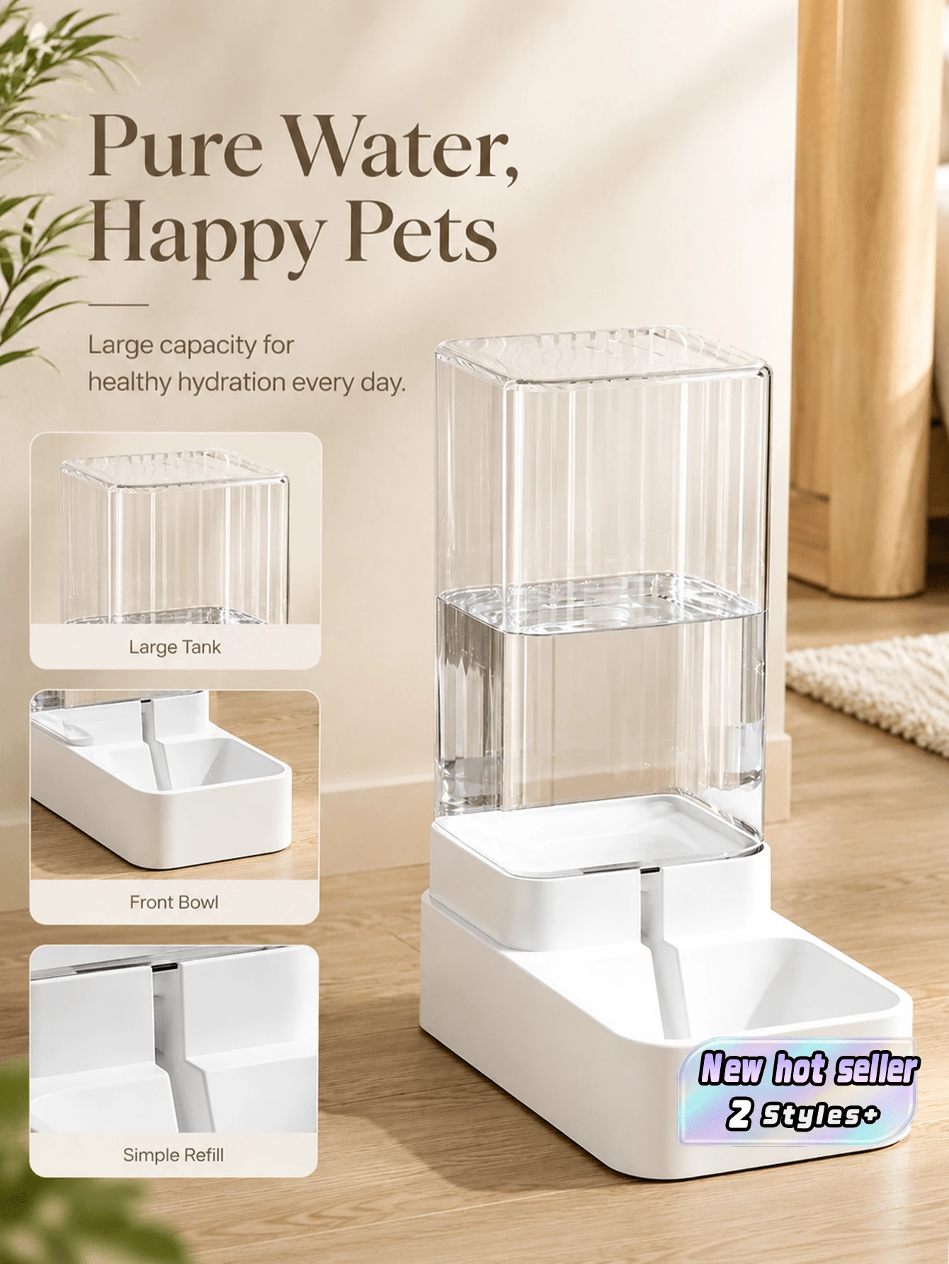 Đài phun nước tự động cho thú cưng & Máy phân phối thức ăn cho chó, Máy cho mèo uống nước tuần hoàn, Đồ dùng thiết yếu cho thú cưng - 3.3L - Xem 1