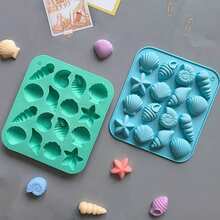 1/3 PiecesSilicone Mold Set In Shell And Starfish Shape, 12 Cavity, Chocolate And Ice Cube Molds, Handcrafted Home Baking Tools, Gift For Dad - View 6