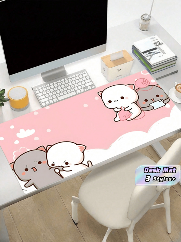 1PC Cute Cartoon Cats Large Mouse Pad Pink Desk Mat Rubber Base Mousepad Big Computer Mouse Mat For Office Home Dorm Back To School Gaming Mouse Pad