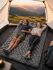 1pc Double Layer Inflatable Sleeping Pad – Built-In Air Pump, Ultralight Portable Waterproof Air Mattress For Camping, Outdoor Travel - Multicolor - View 6