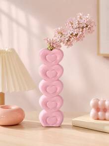 Joivida Stacked Heart‑Shaped Ceramic Vase With Smooth Glossy Finish, Holds Fresh Or Dried Flowers. Works As Chic Tabletop Decor For Living Room And Bedroom. - multicolor - View 6
