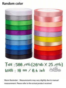 20/12Colors Satin Ribbon Fabric Ribbon Silk Ribbon Assorted Colors Rolls, Valentines Ribbons Perfect For Bouquet Gift Wrapping, Bow Making Crafts, Hair Bows, Wedding Party Decoration Valentine's Day - multicolor - View 11