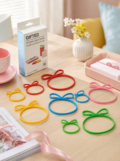 Zazumi Vibrant Bow‑Shaped Silicone Rubber Bands Feature Good Stretch For Repeated Use. Flexible To Seal Containers Or Bundle Small Items, Suitable For Household Daily Organization.