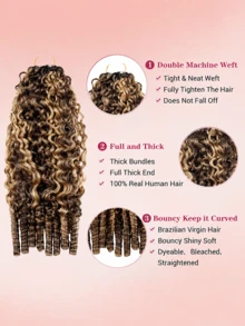 Boho Braids 女用 18 吋捲曲真人鉤編髮束 60G 預分束羽毛感真人鉤編髮 隱形奇蹟結接髮 4/27 色 - S4/27 - 查看 3