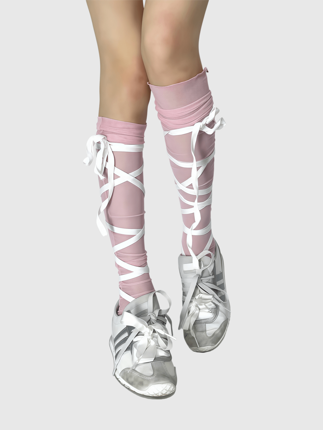 Anime Y2K Ballet-Stil lange dünne stapelbare Sockenüberzüge mit Riemen gegen Verrutschen, modische Beinüberzüge für Damen, geeignet für Alltag, Dates und Partys
