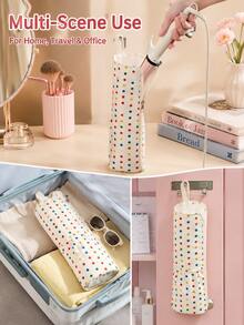 Joivida Colorful Polka‑Dot Heat‑Resistant Storage Bag For Hair Curlers, Comes With Hanging Loop For Wall Storage. It Keeps Hot Styling Tools Safely Stored, Great For Bathroom And Travel Use. - Multicolor - View 8