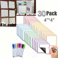 30 Pcs Reusable Magnetic Sticky Notes, 4 X 4 Inch Erasable Magnetic Label Stickers,Versatile Magnet Notes For Whiteboards, Refrigerators, School Lockers, Ideal Stationery Supplies For Classroom, Office Organization, Great Back‑To‑School Accessory - Multicolor - View 9