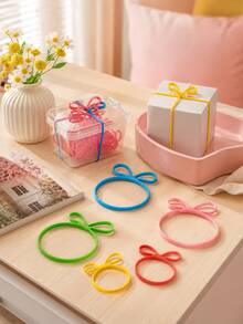 Zazumi Vibrant Bow‑Shaped Silicone Rubber Bands Feature Good Stretch For Repeated Use. Flexible To Seal Containers Or Bundle Small Items, Suitable For Household Daily Organization. - multicolor - View 2