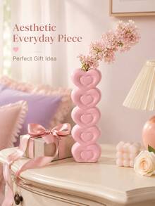 Joivida Stacked Heart‑Shaped Ceramic Vase With Smooth Glossy Finish, Holds Fresh Or Dried Flowers. Works As Chic Tabletop Decor For Living Room And Bedroom. - multicolor - View 9