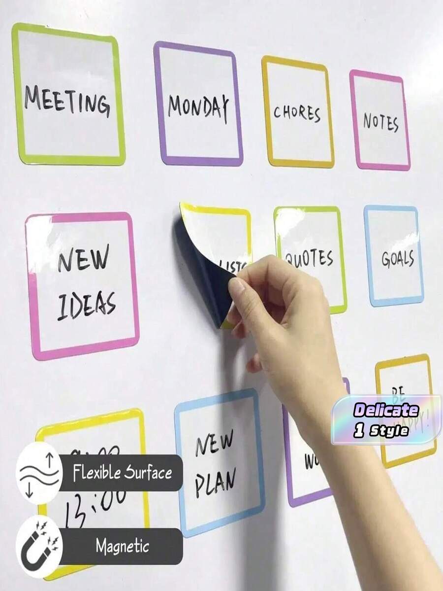 30 Pcs Reusable Magnetic Sticky Notes, 4 X 4 Inch Erasable Magnetic Label Stickers,Versatile Magnet Notes For Whiteboards, Refrigerators, School Lockers, Ideal Stationery Supplies For Classroom, Office Organization, Great Back‑To‑School Accessory - Multicolor - View 1