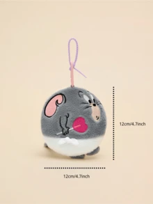 TOM & JERRY X Joivida 1個超可愛非絨毛填充圓形Tuffy鑰匙圈包飾吊飾，可愛卡通吊飾，柔軟毛茸茸背包配件，甜美時尚包包與鑰匙裝飾，適合日常使用、旅行，有趣的禮物 - 灰色 - 查看 2