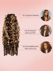 Boho Braids 女用 18 吋捲曲真人鉤編髮束 60G 預分束羽毛感真人鉤編髮 隱形奇蹟結接髮 4/27 色 - S4/27 - 查看 9