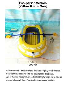 1-2 Person Inflatable Kayak, Inflatable Boat, Canoe, Inflatable Fishing Boat, Floating Raft, Inflatable Yacht, Swimming Pool & Lake Adult Toy, Yellow PVC Inflatable Bottom - Multicolor - View 14