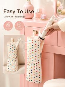Joivida Colorful Polka‑Dot Heat‑Resistant Storage Bag For Hair Curlers, Comes With Hanging Loop For Wall Storage. It Keeps Hot Styling Tools Safely Stored, Great For Bathroom And Travel Use. - Multicolor - View 7