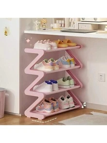 Kệ đựng giày 4 tầng hình chữ Z cỡ lớn, dễ lắp ráp không cần dụng cụ, kệ lưu trữ nhựa hồng xếp chồng, phù hợp cho nhà ở, ký túc xá và phòng khách, thiết kế sàn tiết kiệm không gian, kệ sắp xếp giày - Xem 8