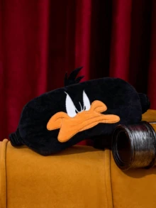 LOONEY TUNES X Joivida 1pc Duck Embroidered Polyester Sleep Mask, Soft Breathable Light-Blocking Eye Cover, Cute Cartoon Design, Great For Travel, Office Nap, Home Relaxation, Daily Sleep, A Fun Gift For Birthday Or Anniversary - Black - View 1