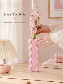 Joivida Stacked Heart‑Shaped Ceramic Vase With Smooth Glossy Finish, Holds Fresh Or Dried Flowers. Works As Chic Tabletop Decor For Living Room And Bedroom. - multicolor - View 8
