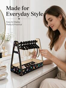 Joivida Wooden Jewelry Rack With Multiple Slots, Necklace And Earring Display Box, Jewelry Storage And Organizing Ornaments, Small Item Display Tower Center Table For Storing Handicrafts, Desktop Decoration Storage Rack, Essential Box For Shops And Homes - Multicolor - View 11